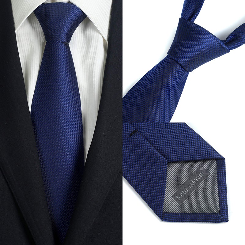 fortunatever Mens Solid Neckties,Navy Blue Ties For Men+Gift Box,58"Ã—3.35" - Image 3